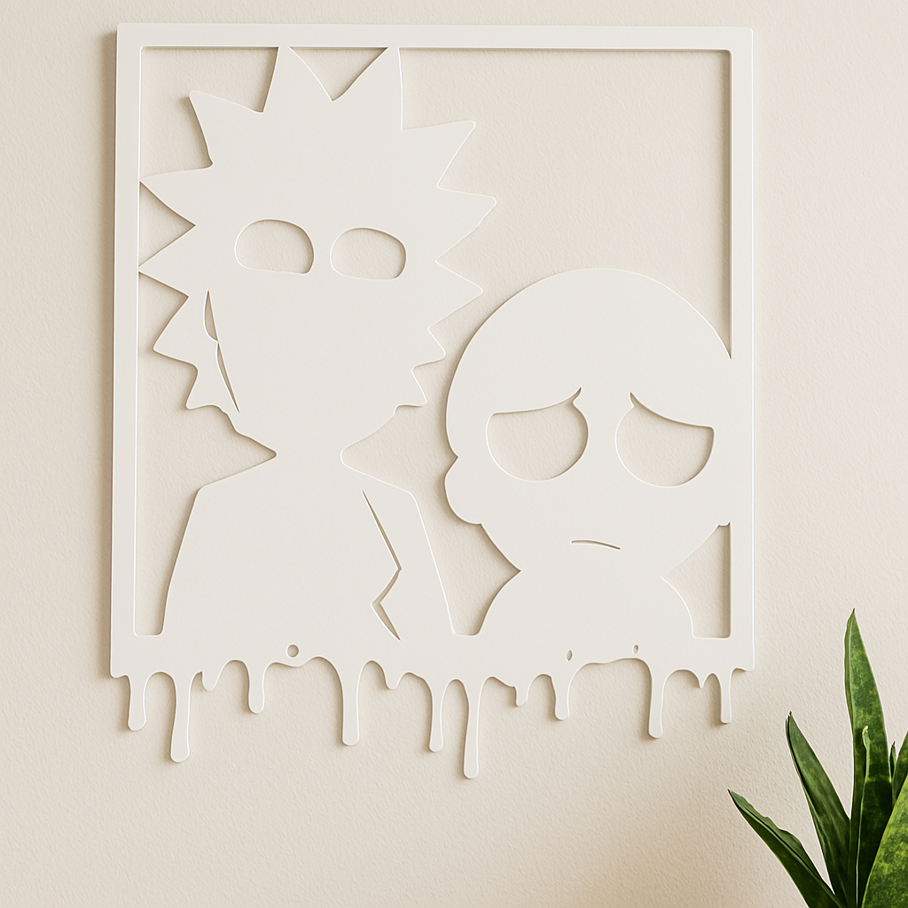 Rick and Morty Drip Wall Art – Modern Silhouette Frame