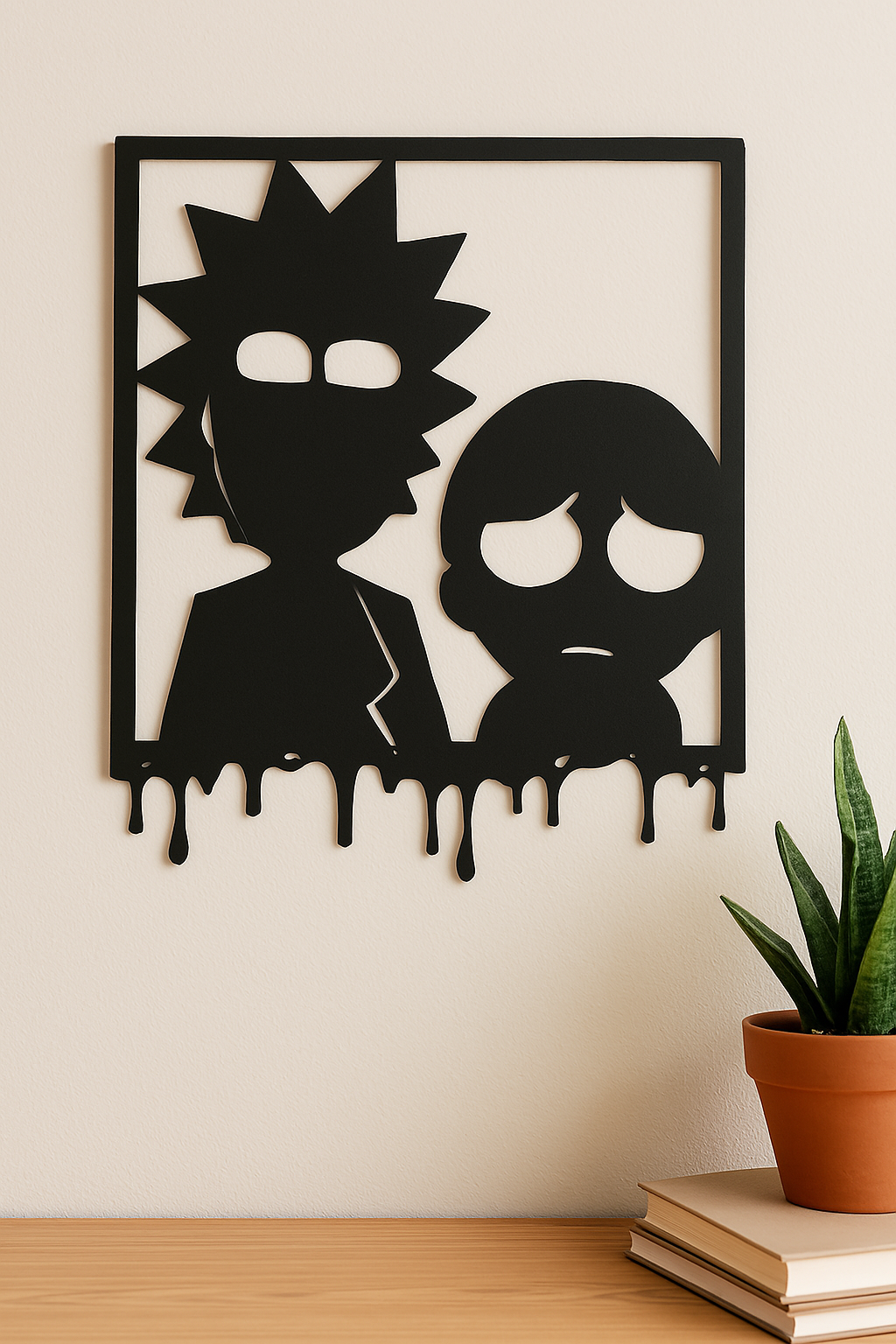 Rick and Morty Drip Wall Art – Modern Silhouette Frame