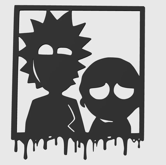 Rick and Morty Drip Wall Art – Modern Silhouette Frame